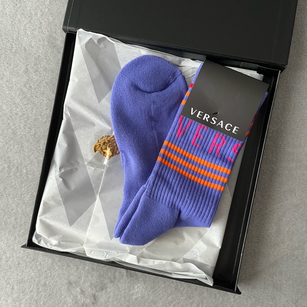 Purple Versace Athletic Socks